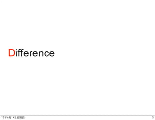 Difference




12年6月14日星期四     5
 