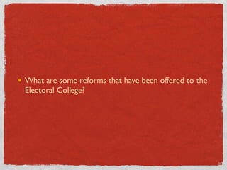 What are some reforms that have been offered to the Electoral College? 