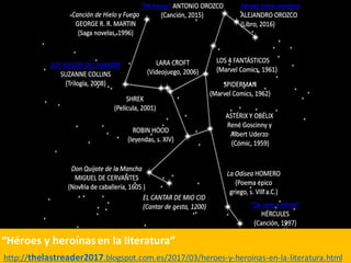 “Héroes y heroínasen la literatura”
http://thelastreader2017.blogspot.com.es/2017/03/heroes-y-heroinas-en-la-literatura.html
 