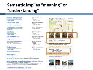 Seman.c	
  implies	
  “meaning”	
  or	
  
“understanding”	
  
 