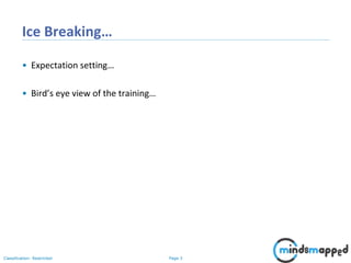 Page 3Classification: Restricted
Ice Breaking…
• Expectation setting…
• Bird’s eye view of the training…
 