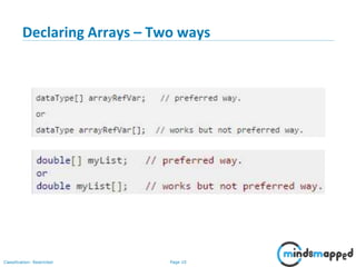 Page 10Classification: Restricted
Declaring Arrays – Two ways
 