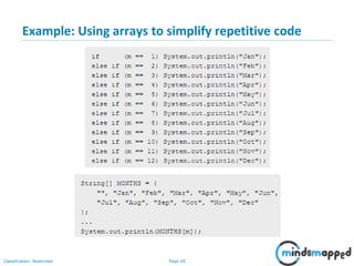 Page 20Classification: Restricted
Example: Using arrays to simplify repetitive code
 