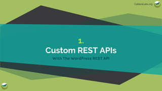 CalderaLabs.org
1.
Custom REST APIs
With The WordPress REST API
 