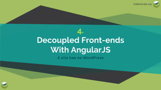 CalderaLabs.org
4.
Decoupled Front-ends
With AngularJS
A site has no WordPress
 