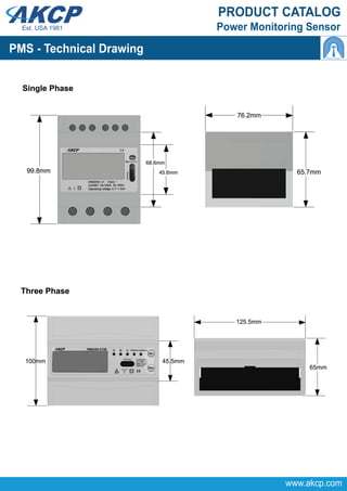 PRODUCT CATALOG
Power Monitoring Sensor
PMS - Technical Drawing
www.akcp.com
Wireless Tunnel™
 