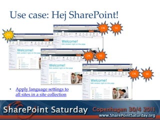 Use case: Hej SharePoint!Apply language settings to all sites in a site collectionDKSEENDKSEDKSE