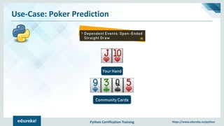 Python Certification Training https://www.edureka.co/python
Use-Case: Poker Prediction
Dependent Events: Open-Ended
Straight Draw
Your Hand
Community Cards
 