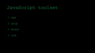 > Testing Node.js with Mocha
> Testing AngularJS with Jasmine
> End to end testing with Protractor
Demo
 