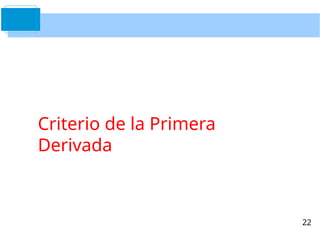 Criterio de la Primera
Derivada
22
 