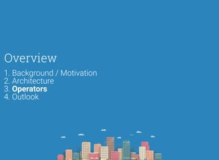 Overview
1. Background / Motivation
2. Architecture
3. Operators
4. Outlook
 