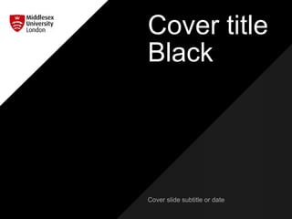 Cover title
Black
Cover slide subtitle or date
 