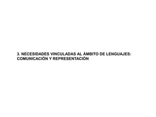 3. NECESIDADES VINCULADAS AL ÁMBITO DE LENGUAJES:
COMUNICACIÓN Y REPRESENTACIÓN
 