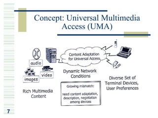 Concept: Universal Multimedia
           Access (UMA)




7
 