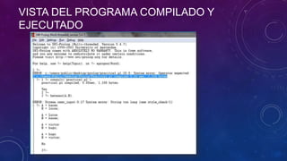 VISTA DEL PROGRAMA COMPILADO Y
EJECUTADO
 