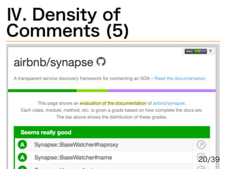 Ⅳ.�Density�of�
Comments�(5)
20/39
 