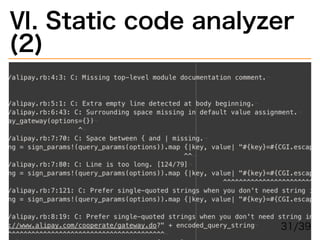 Ⅵ.�Static�code�analyzer�
(2)
31/39
 