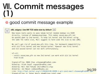 Ⅶ.�Commit�messages�
(1)
good�commit�message�example
34/39
 
