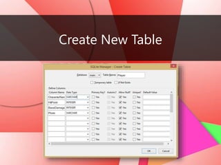 Create New Table
 