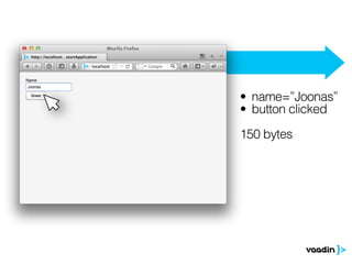 • name=”Joonas”
• button clicked
150 bytes
 