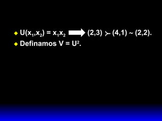 U(x 1 ,x 2 ) = x 1 x 2   (2,3)  (4,1)    (2,2). Definamos V = U 2 .  