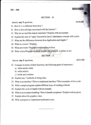 java question paper 5th sem