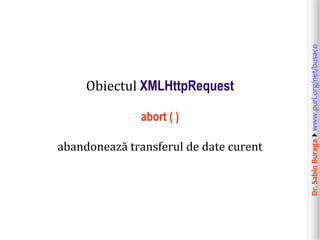 Dr.SabinBuragawww.purl.org/net/busaco
Obiectul XMLHttpRequest
abort ( )
abandonează transferul de date curent
 