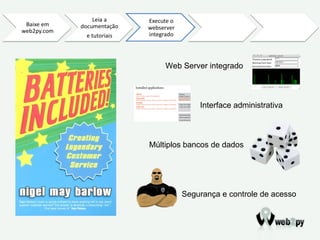 Web Server integrado Interface administrativa Múltiplos bancos de dados Segurança e controle de acesso 