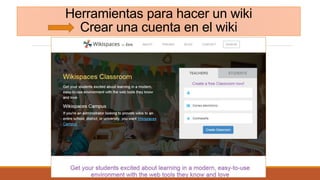 Herramientas para hacer un wiki
Crear una cuenta en el wiki
 