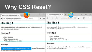 Why CSS Reset?
View Recording / BootstrapCreative.com
 