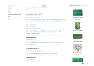 RELAT ED TAGS
                                                                        se arch                              RELAT ED PRO DUCT S

 PCB                             causes o f white patches o n pcb56 ，0 .0 549

 pc

 on
 causes o f white patches o n   Do uble -side d HASL Finishe d

 pcb                            Do uble-sided HASL Finished
                                TIME:20 10 -9 -1 22:11:0 0    PV:356                                             Do uble-sided HASL
 a
                                tag： Do uble | sided Bo ards | HASL | 2L PCB | PCB Manufacturing | PCB                 Finished
                                Manufacturers | Fast PCBs | PCB Pro to types | PCB Pro to typing


                                He ave co ppe r PCB
                                Heave co pper PCB
                                TIME:20 11-1-24 10 :59 :0 0    PV:8 1

                                tag： Heave co pper PCB | PCB Manufacturing | Printed Circuit Bo ard | PCB
                                                                                                                  Heave co pper PCB
                                Manufacture | Fast PCBs | PCB Pro to type | PCB Pro to types | PCB
                                Pro to typing | Pro to type PCB


                                6 laye rs ENIG PCB
                                6 layers ENIG PCB
                                TIME:20 11-1-26 11:59 :0 0     PV:123
                                                                                                                  6 layers ENIG PCB
                                tag： 6 layers ENIG PCB | 6 layers pcb manufacturers | PCB facility | china
                                PCB | fast PCBs


                                2 Laye r Alum inum Bo ard
                                2 Layer Aluminum Bo ard manufacturer
                                TIME:20 10 -9 -1 22:41:0 0    PV:20 9
                                                                                                                  2 Layer Aluminum
                                tag： 2 Layer Aluminum Bo ard | Fast PCBs | PCB Pro to types
                                                                                                                        Bo ard

                                12L Mult ilaye r PCB
                                12L Multilayer PCB
                                TIME:20 11-1-3 11:0 4:0 0     PV:78


                                                                                                                                      PDFmyURL.com
 