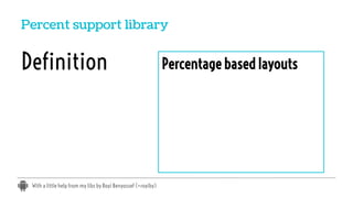With a little help from my libs by Royi Benyossef (+royiby)
Percent support library
Definition Percentage based layouts
 