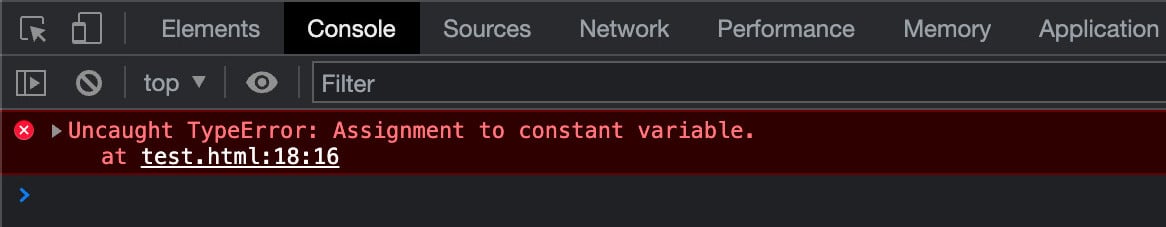 Uncaught TypeError: Zuweisung an konstante Variable</em> in Chrome