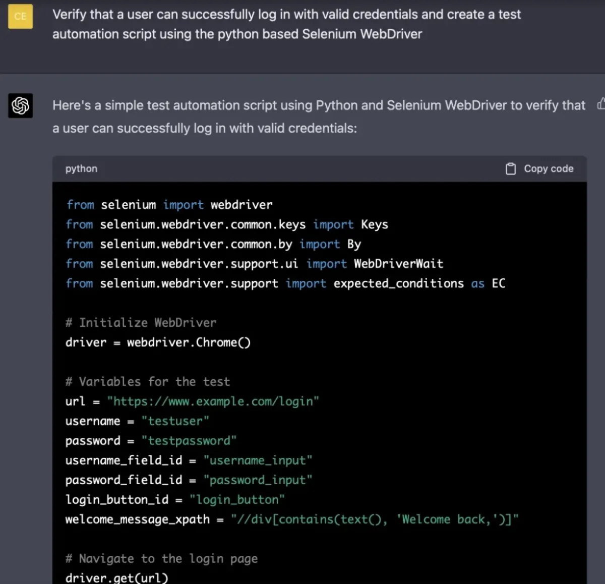 NLP to test scripts via ChatGPT-4 NLP to test scripts via ChatGPT-4